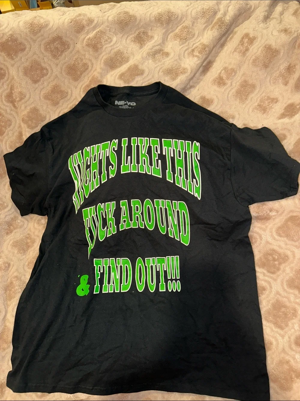 Shirts | Neyo Black Graphic Tee With Green Bold Text Xl | Poshmark
